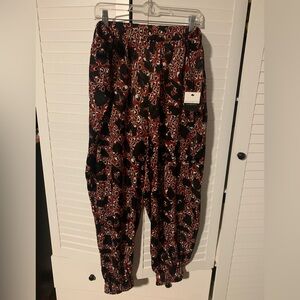 Eloquii Plus Size Red and Black Patterned Pants